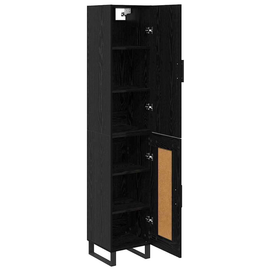 Highboard 34.5x34x180 cm Engineered Wood 1 Wood Door Black oak