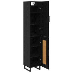 Highboard 34.5x34x180 cm Engineered Wood 1 Wood Door Black oak