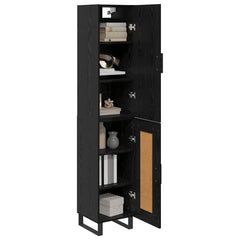 Highboard 34.5x34x180 cm Engineered Wood 1 Wood Door Black oak