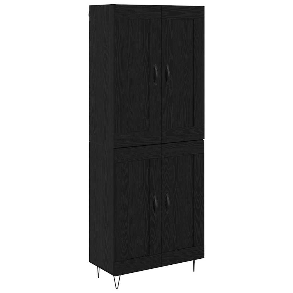 Highboard 69.5x34x180 cm Engineered Wood 2 Wood Doors Black oak