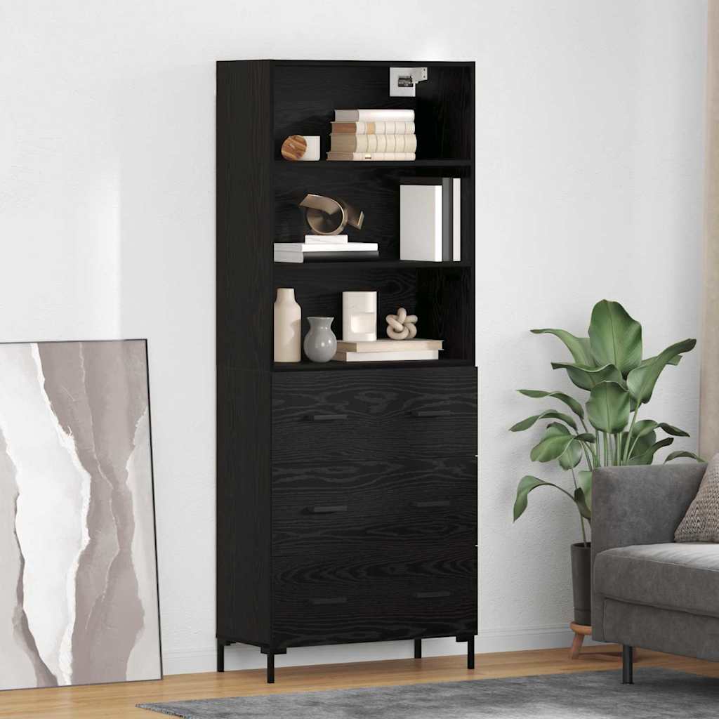 Highboard 69.5x34x180 cm Engineered Wood 3 Drawers Black oak