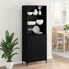 Highboard 69.5x34x180 cm Engineered Wood 3 Drawers Black oak