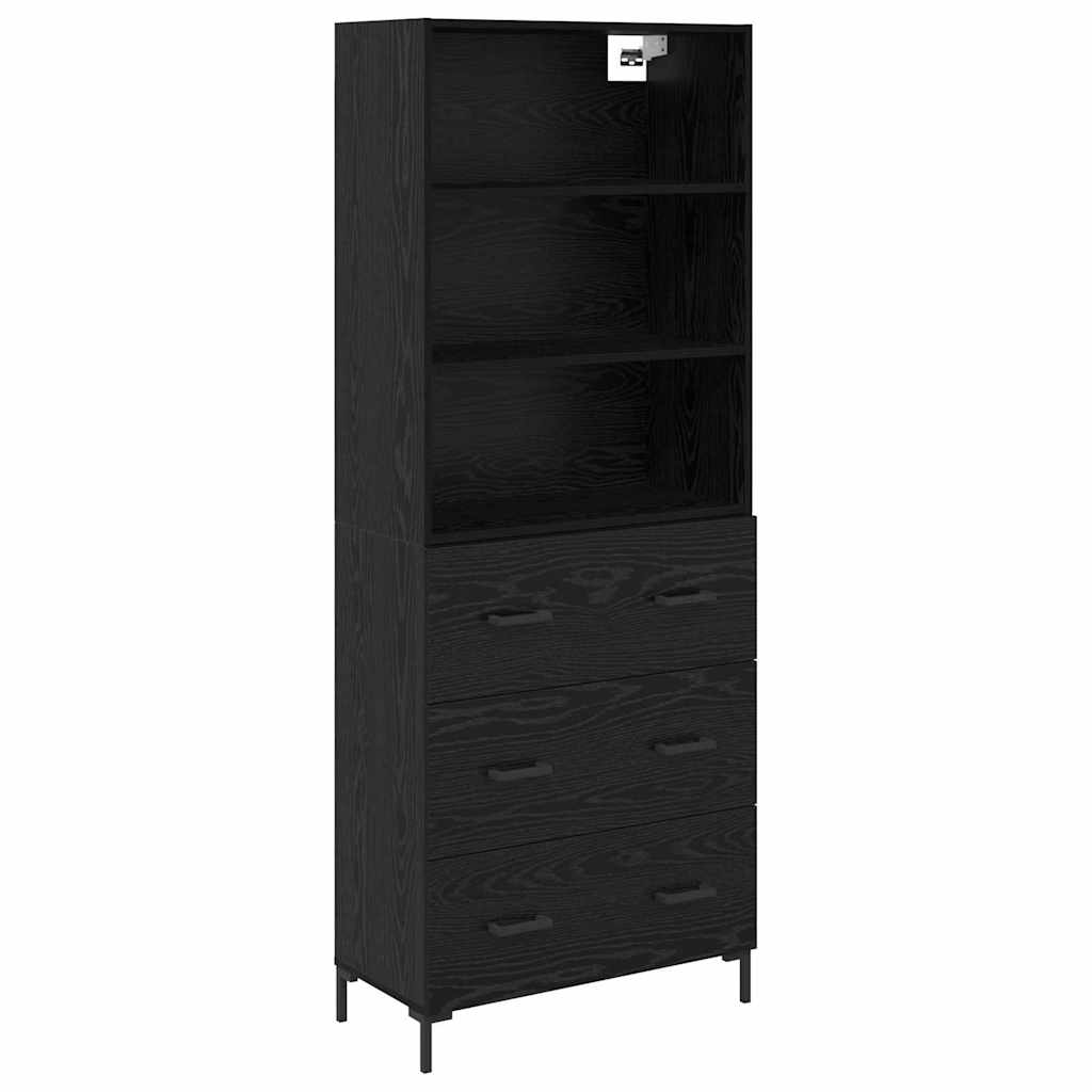 Highboard 69.5x34x180 cm Engineered Wood 3 Drawers Black oak
