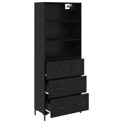 Highboard 69.5x34x180 cm Engineered Wood 3 Drawers Black oak
