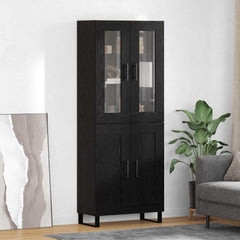 Highboard 69.5x34x180 cm Engineered Wood 2 Wood Doors Black oak