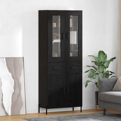 Highboard 69.5x34x180 cm Engineered Wood 2 Doors 2 Drawers Black oak