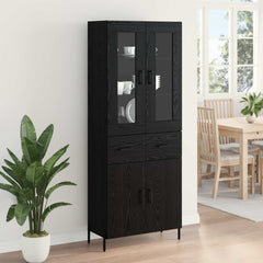 Highboard 69.5x34x180 cm Engineered Wood 2 Doors 2 Drawers Black oak