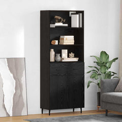 Highboard 69.5x34x180 cm Engineered Wood 2 Doors 2 Drawers Black oak