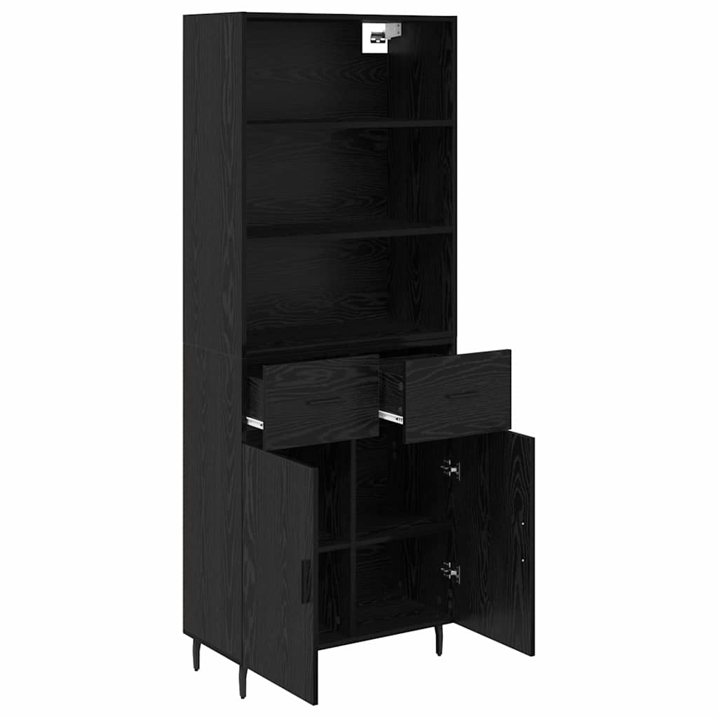 Highboard 69.5x34x180 cm Engineered Wood 2 Doors 2 Drawers Black oak