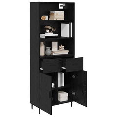 Highboard 69.5x34x180 cm Engineered Wood 2 Doors 2 Drawers Black oak