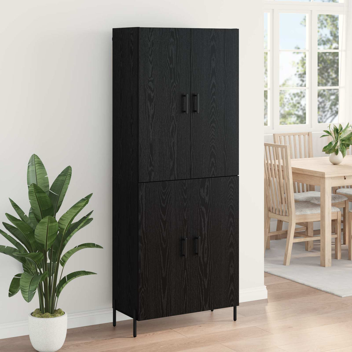 Highboard 69.5x34x180 cm Engineered Wood 2 Doors Black oak