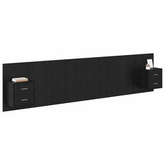 Bed Headboard with Cabinets Engineered Wood Two Drawers Black oak