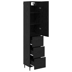 Highboard 34.5x34x180 cm Engineered Wood 3 Drawers Black oak