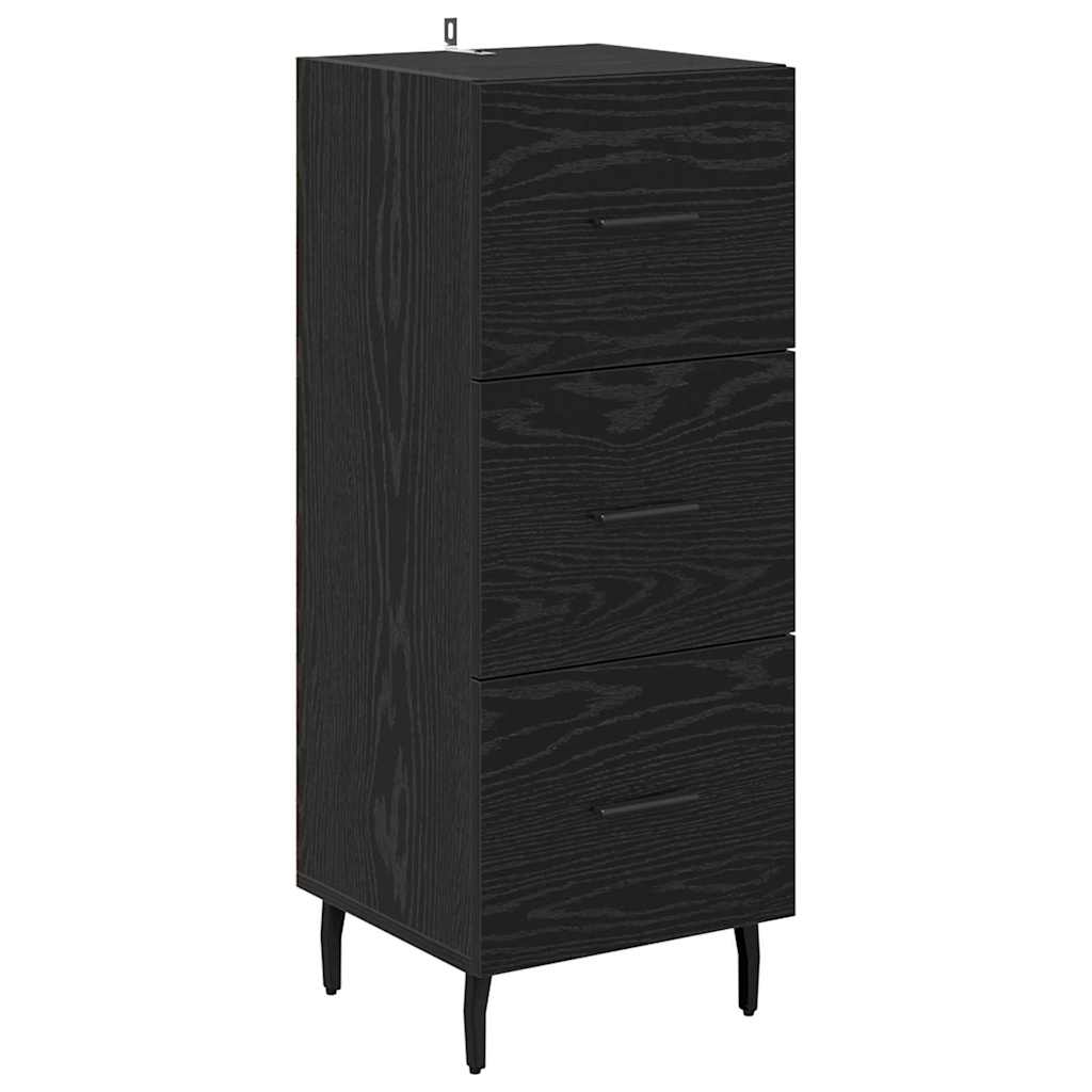 Highboard 34.5x34x180 cm Engineered Wood 3 Drawers Black oak