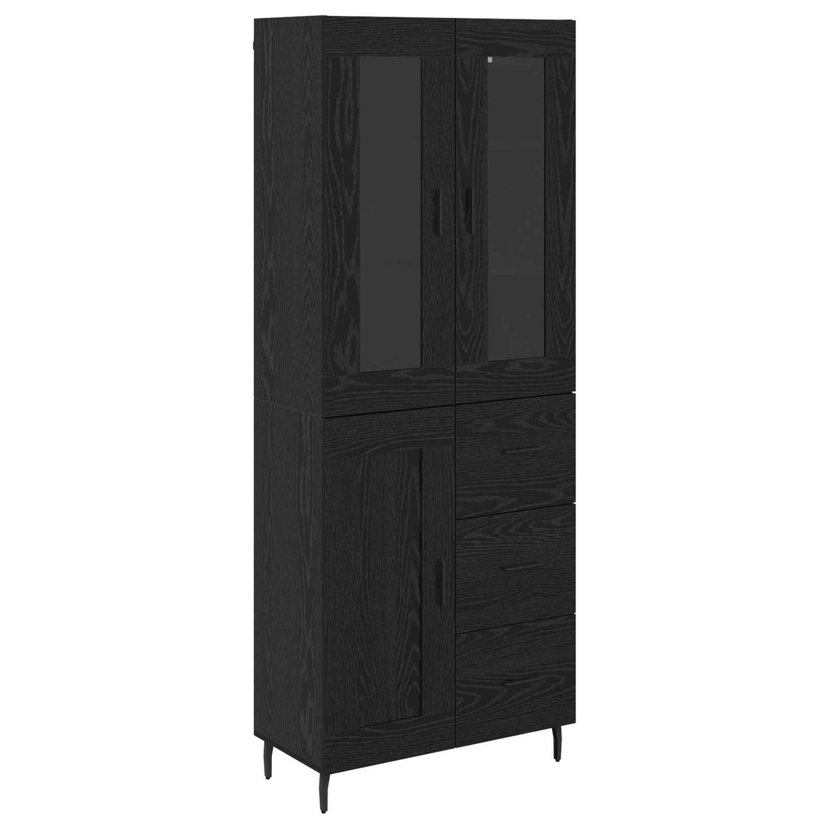 Highboard 69.5x34x180 cm Engineered Wood 1 Wood Door 3 Drawers Black oak