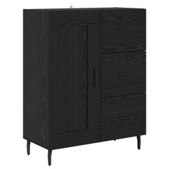 Highboard 69.5x34x180 cm Engineered Wood 1 Wood Door 3 Drawers Black oak
