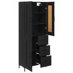 Highboard 69.5x34x180 cm Engineered Wood 1 Wood Door 3 Drawers Black oak