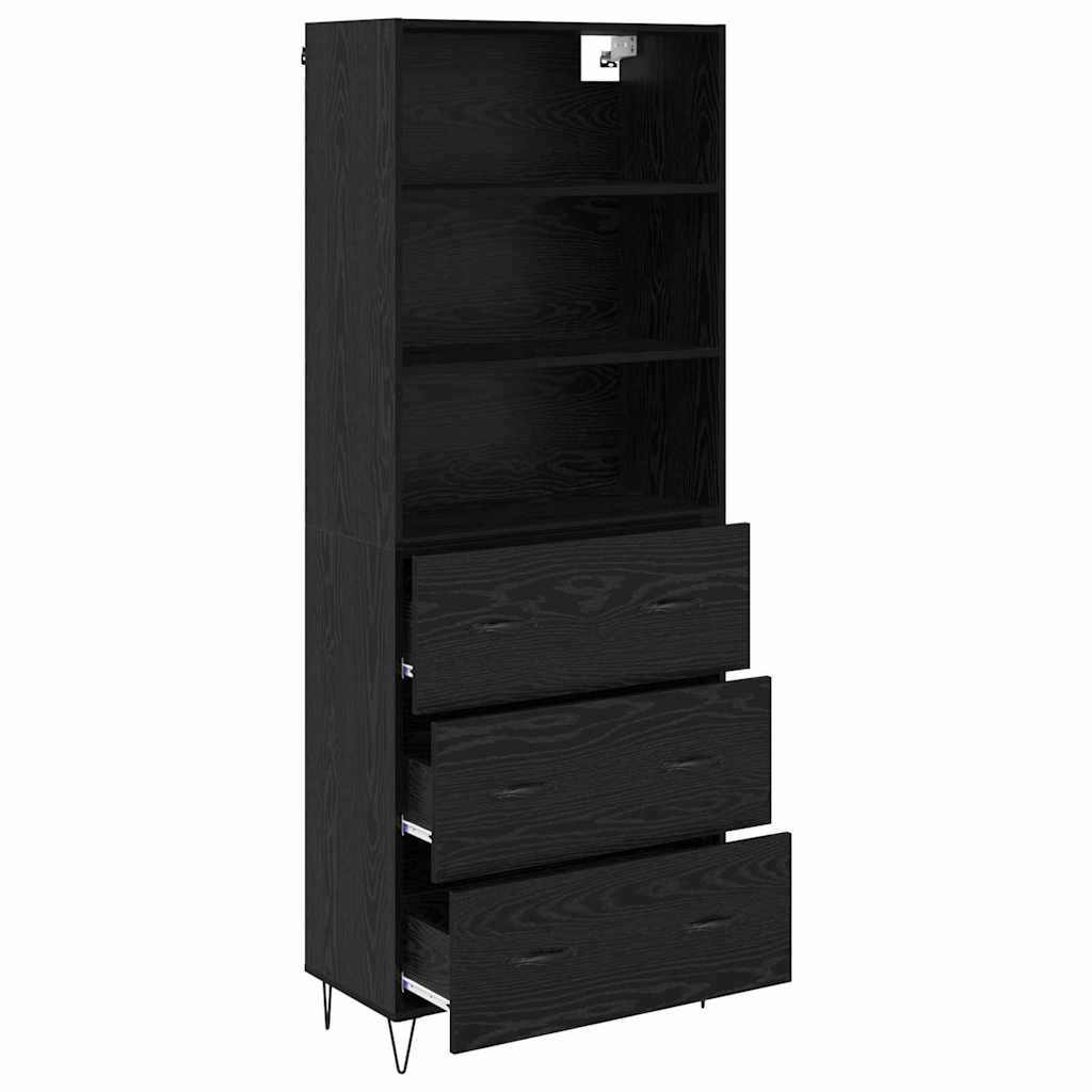 Highboard 69.5x34x180 cm Engineered Wood 3 Drawers Black oak