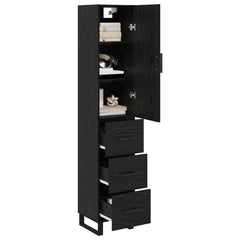 Highboard 34.5x34x180 cm Engineered Wood 3 Drawers Black oak