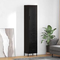 Highboard 34.5x34x180 cm Engineered Wood 3 Drawers Black oak