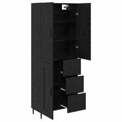 Highboard 69.5x34x180 cm Engineered Wood 1 Wood Door 3 Drawers Black oak
