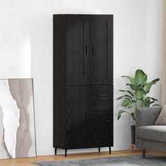 Highboard 69.5x34x180 cm Engineered Wood 1 Door 3 Drawers Black oak