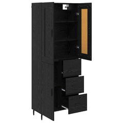 Highboard 69.5x34x180 cm Engineered Wood 1 Door 3 Drawers Black oak