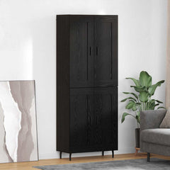 Highboard 69.5x34x180 cm Engineered Wood 2 Wood Doors Black oak