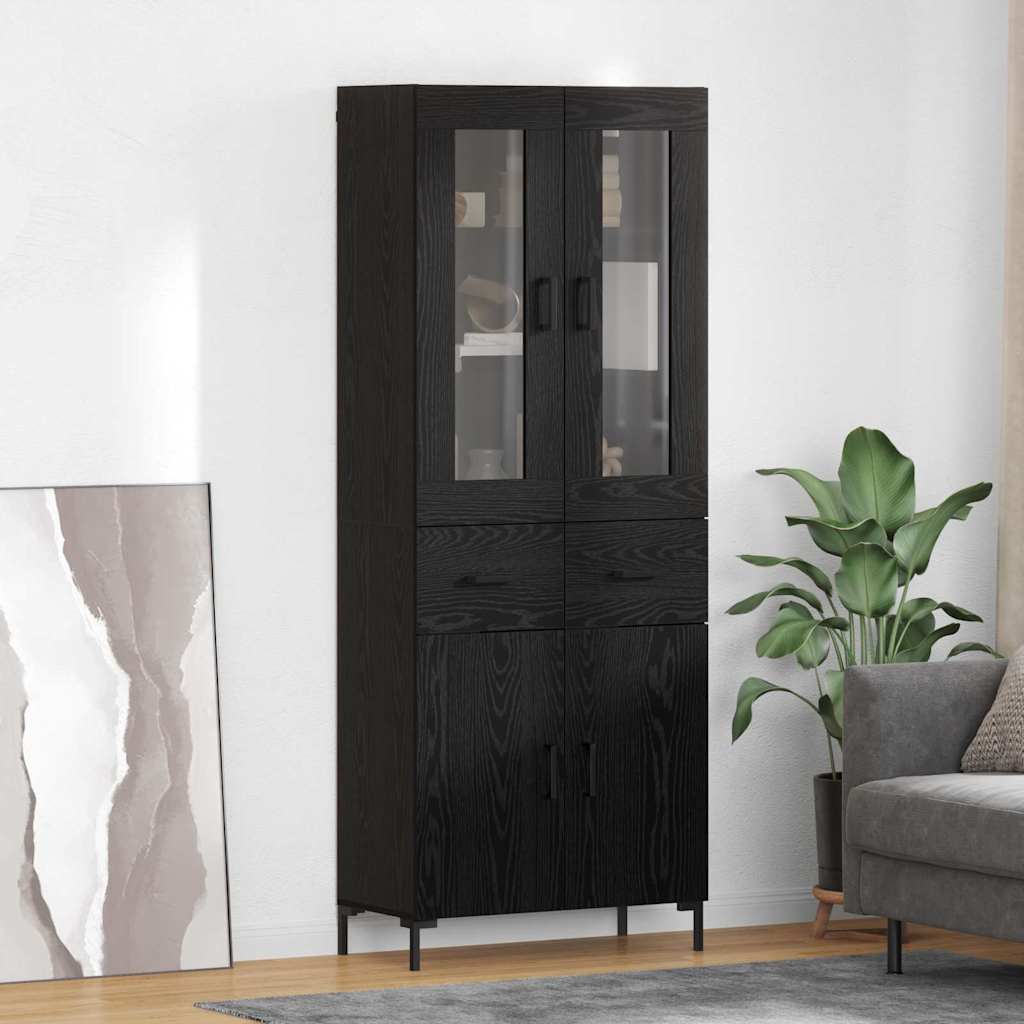 Highboard 69.5x34x180 cm Engineered Wood 2 Doors 2 Drawers Black oak