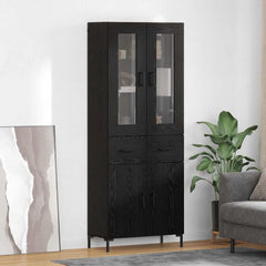 Highboard 69.5x34x180 cm Engineered Wood 2 Doors 2 Drawers Black oak