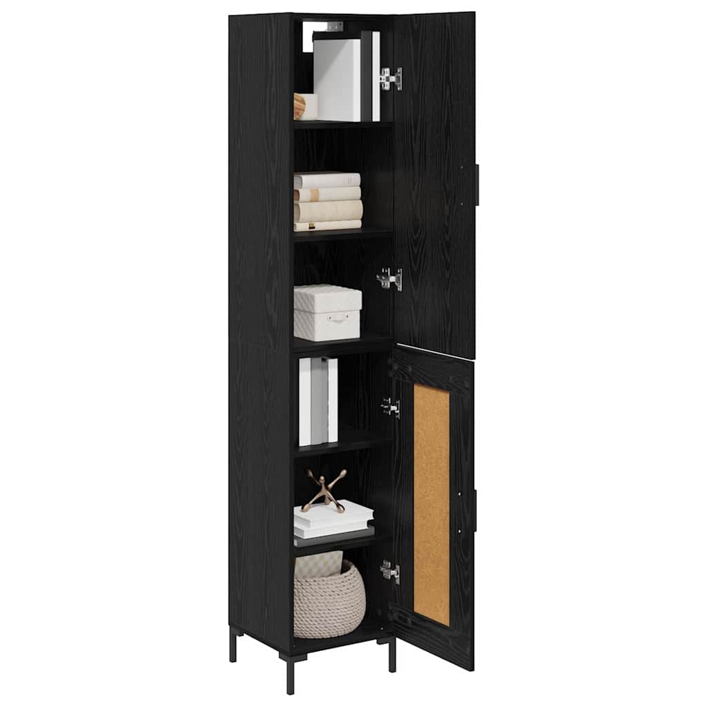 Highboard 34.5x34x180 cm Engineered Wood 1 Wood Door Black oak