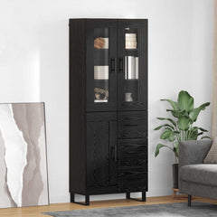 Highboard 69.5x34x180 cm Engineered Wood 1 Wood Door 3 Drawers Black oak