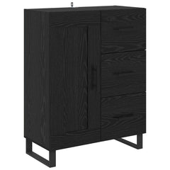 Highboard 69.5x34x180 cm Engineered Wood 1 Wood Door 3 Drawers Black oak