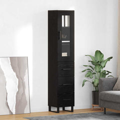 Highboard 34.5x34x180 cm Engineered Wood 3 Drawers Black oak