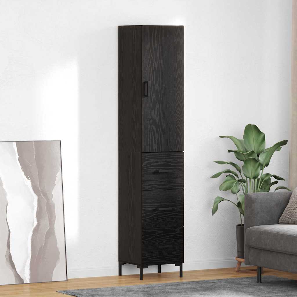 Highboard 34.5x34x180 cm Engineered Wood 3 Drawers Black oak