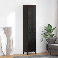 Highboard 34.5x34x180 cm Engineered Wood 3 Drawers Black oak
