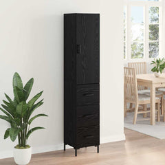 Highboard 34.5x34x180 cm Engineered Wood 3 Drawers Black oak