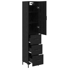 Highboard 34.5x34x180 cm Engineered Wood 3 Drawers Black oak