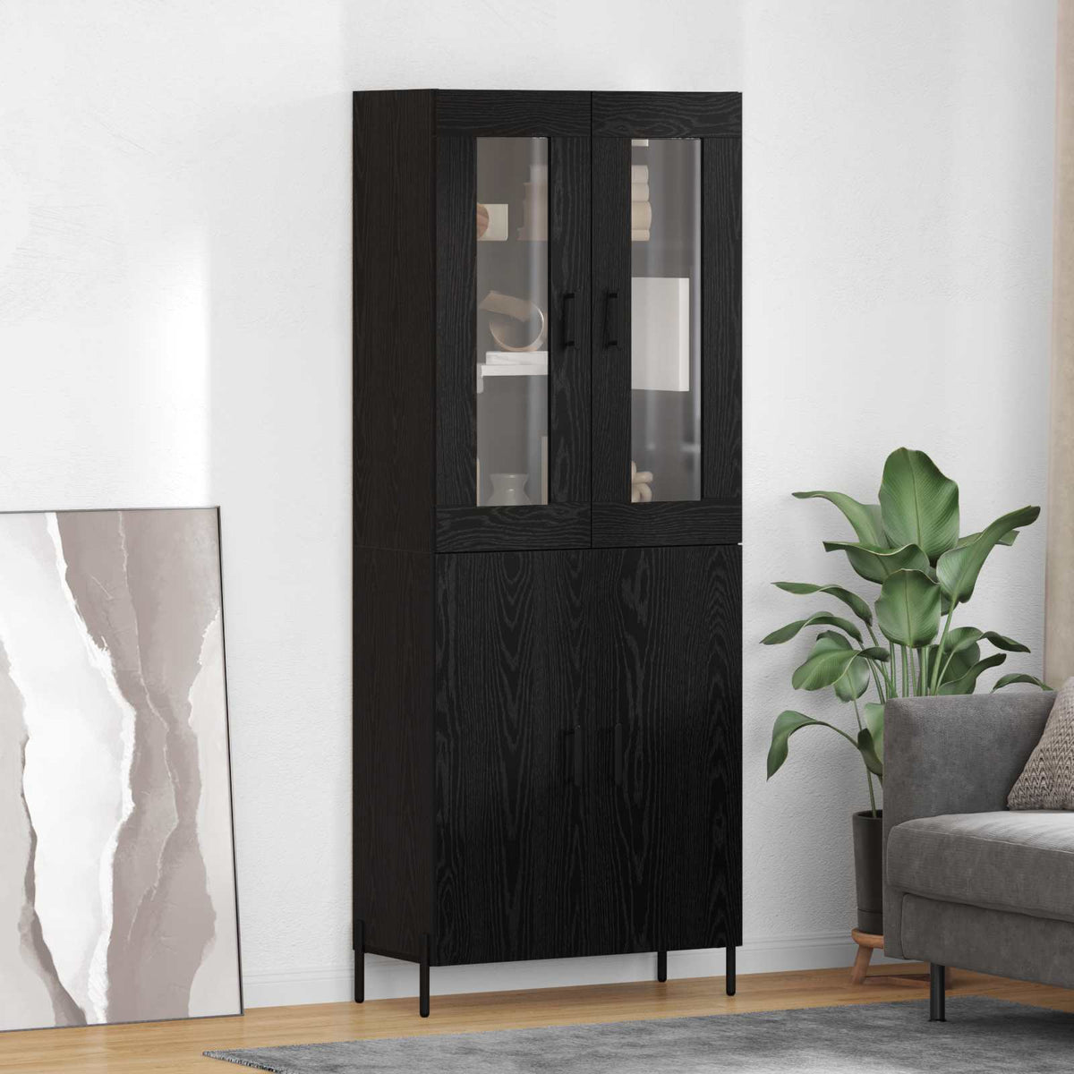 Highboard 69.5x34x180 cm Engineered Wood 2 Doors Black oak