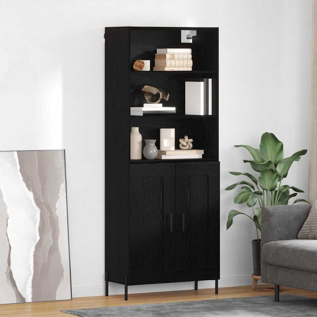 Highboard 69.5x34x180 cm Engineered Wood 2 Wood Doors Black oak