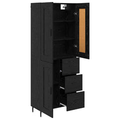 Highboard 69.5x34x180 cm Engineered Wood 1 Wood Door 3 Drawers Black oak