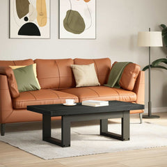 Coffee Table NOAIN 119 x 60 x 40 cm Solid Pine Wood Black U shape