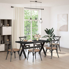 vidaXL Dining Table NOAIN 160 cm Solid Pine Wood Black Rectangular 1
