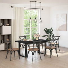 vidaXL Dining Table NOAIN 160 cm Solid Pine Wood Black Rectangular 1