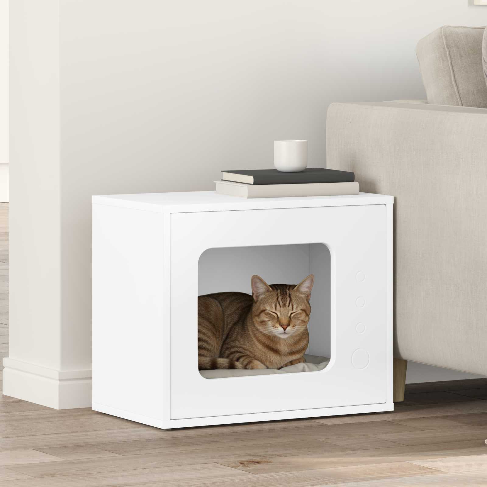 vidaXL Cat House White 51 x 30 x 42.5 cm Engineered Wood 1