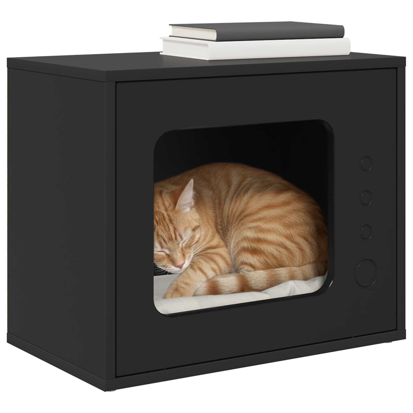 vidaXL Cat House Black 51 x 30 x 42.5 cm Engineered Wood 3