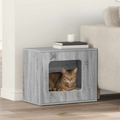 vidaXL Cat House Grey Sonoma 51 x 30 x 42.5 cm Engineered Wood 1