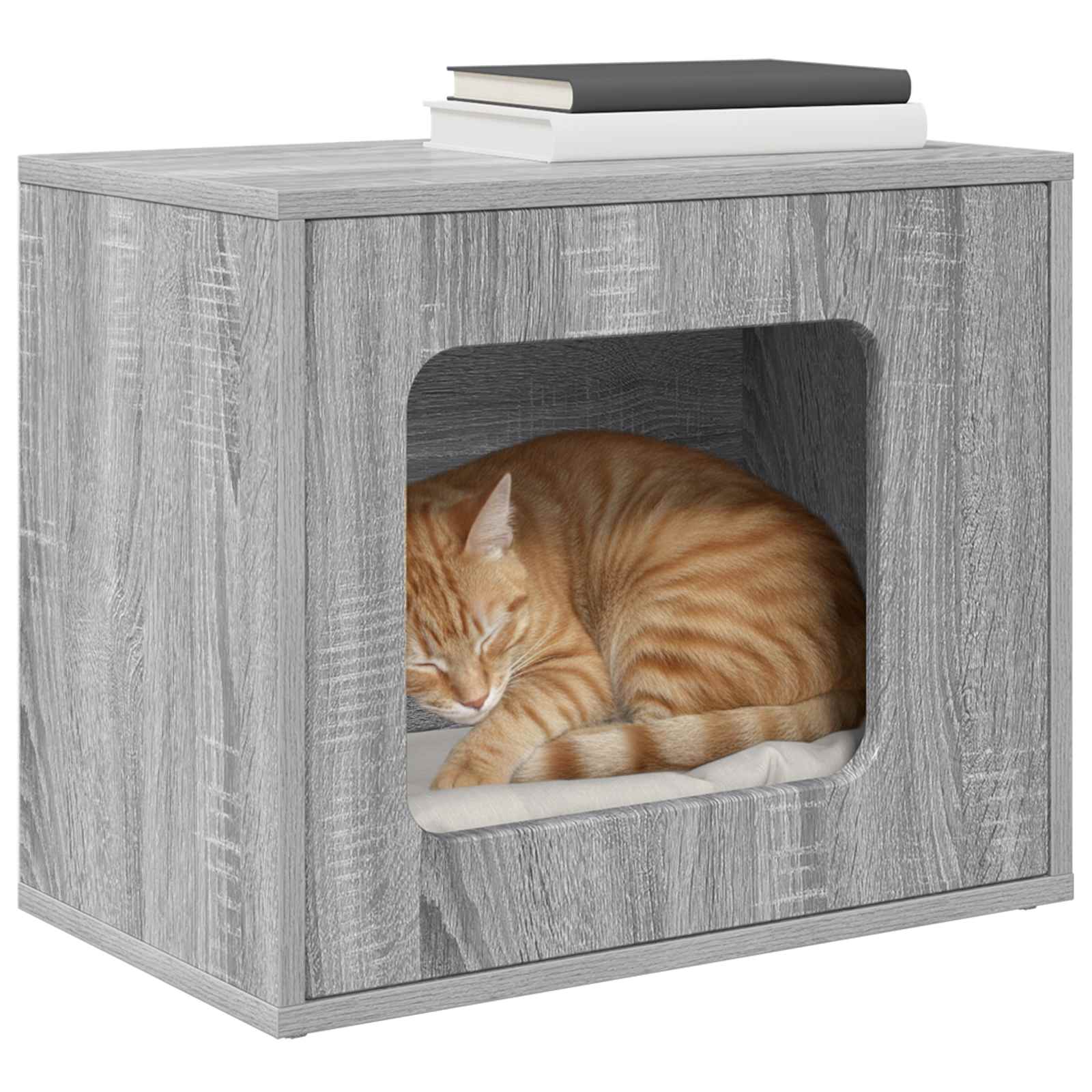 vidaXL Cat House Grey Sonoma 51 x 30 x 42.5 cm Engineered Wood 3