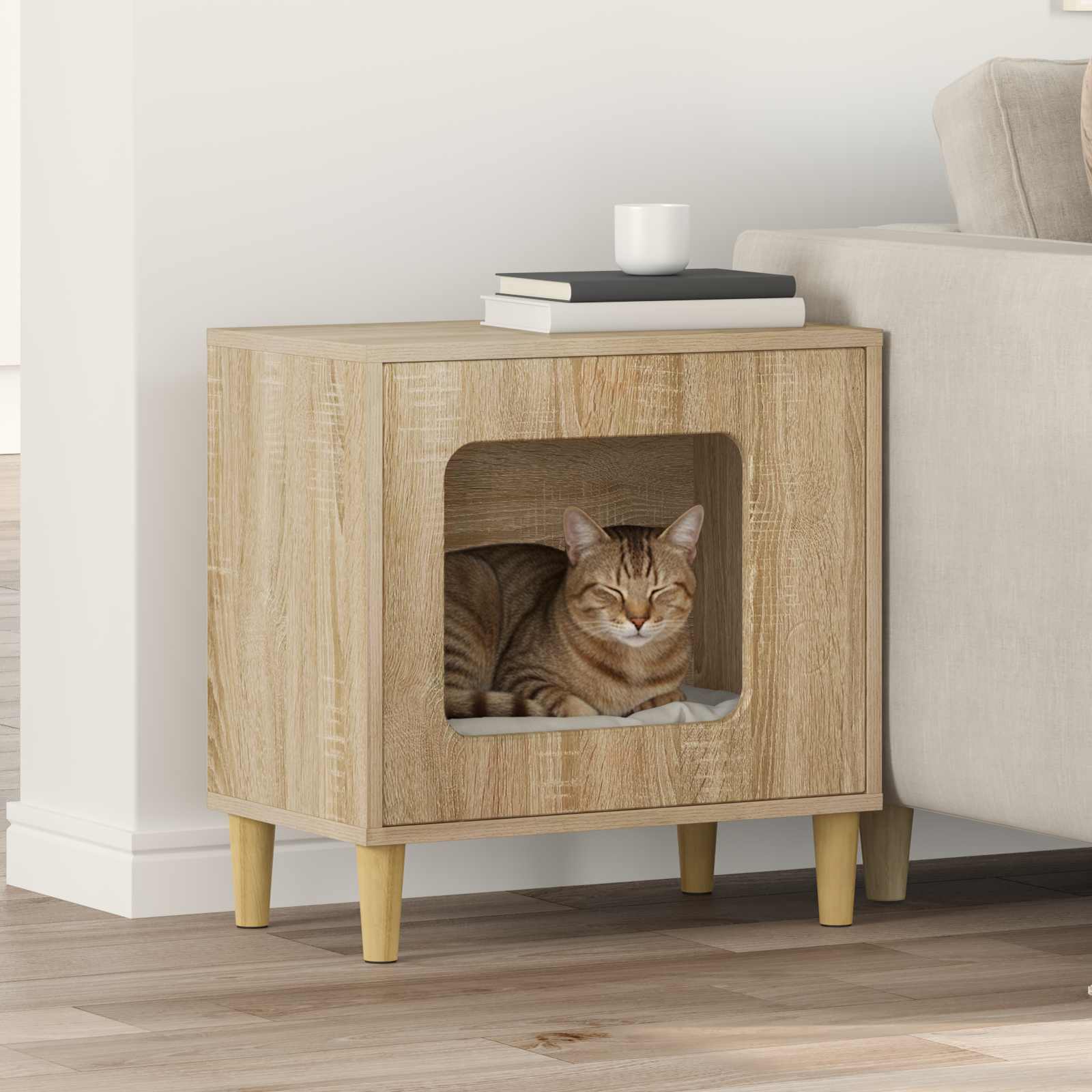 vidaXL Cat House Sonoma 51 x 30 x 52 cm Engineered Wood 1