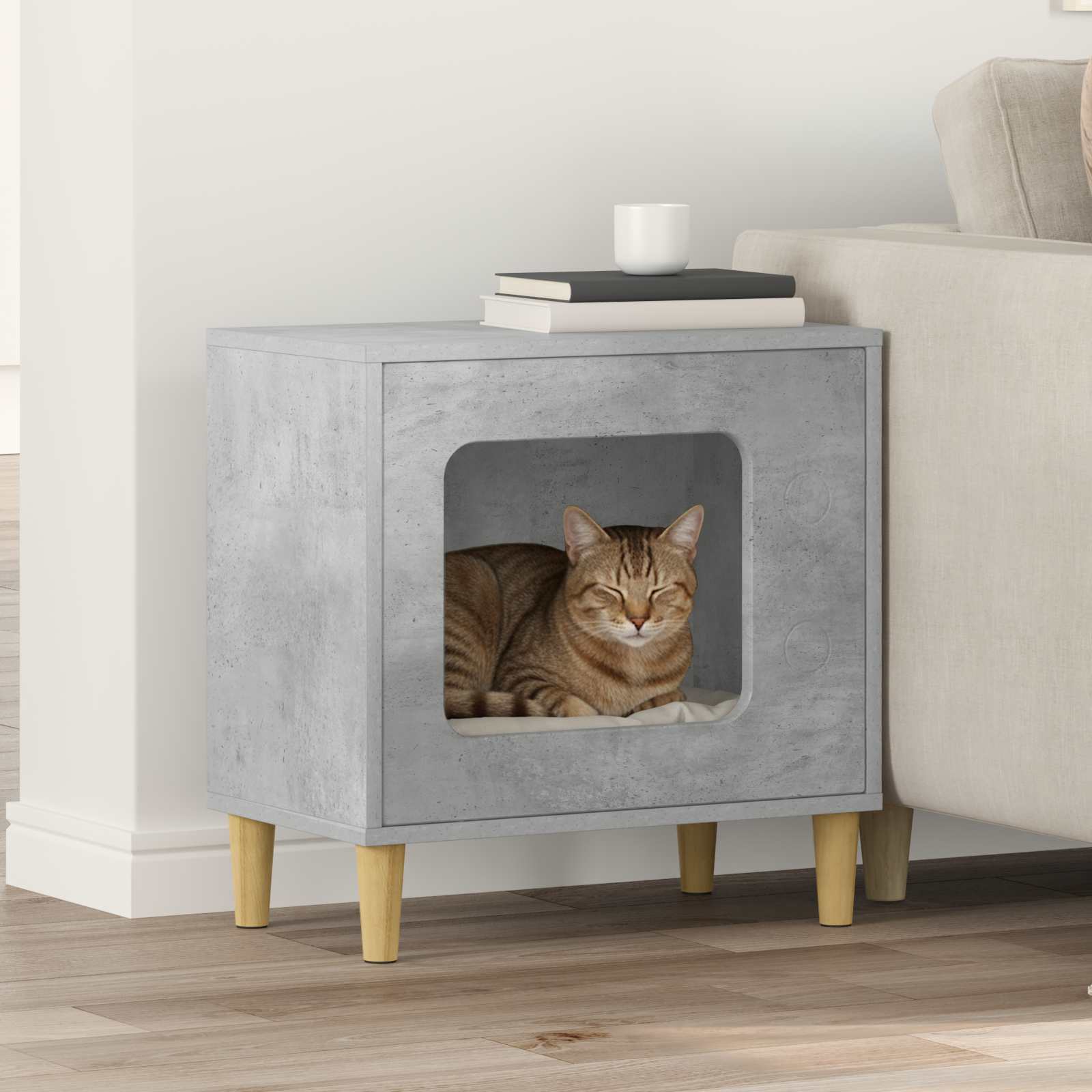 vidaXL Cat House Concerte 51 x 30 x 52 cm Engineered Wood 1